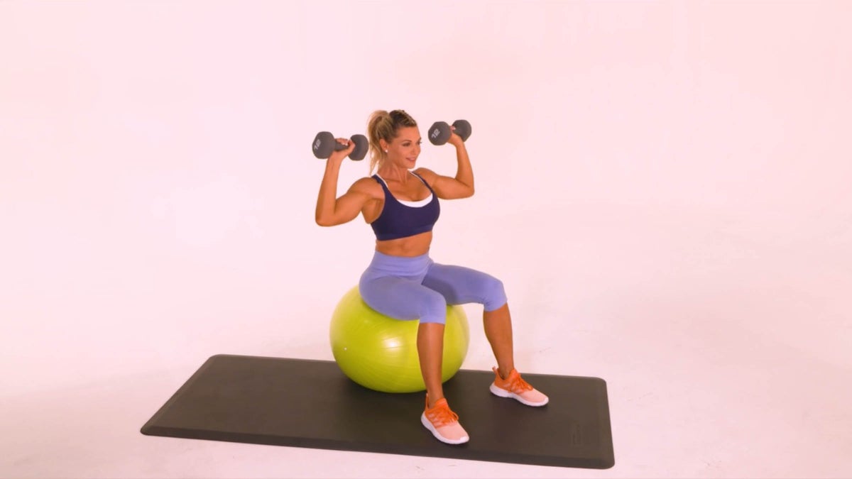 StabilityBall Dumbbell Shoulder Press Oxygen Mag