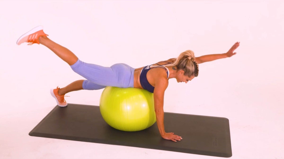 Stability Ball Alternating Plank Bird Dog Oxygen Mag
