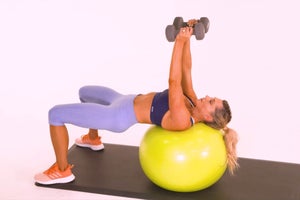 Stability-Ball Close-Grip Dumbbell Press