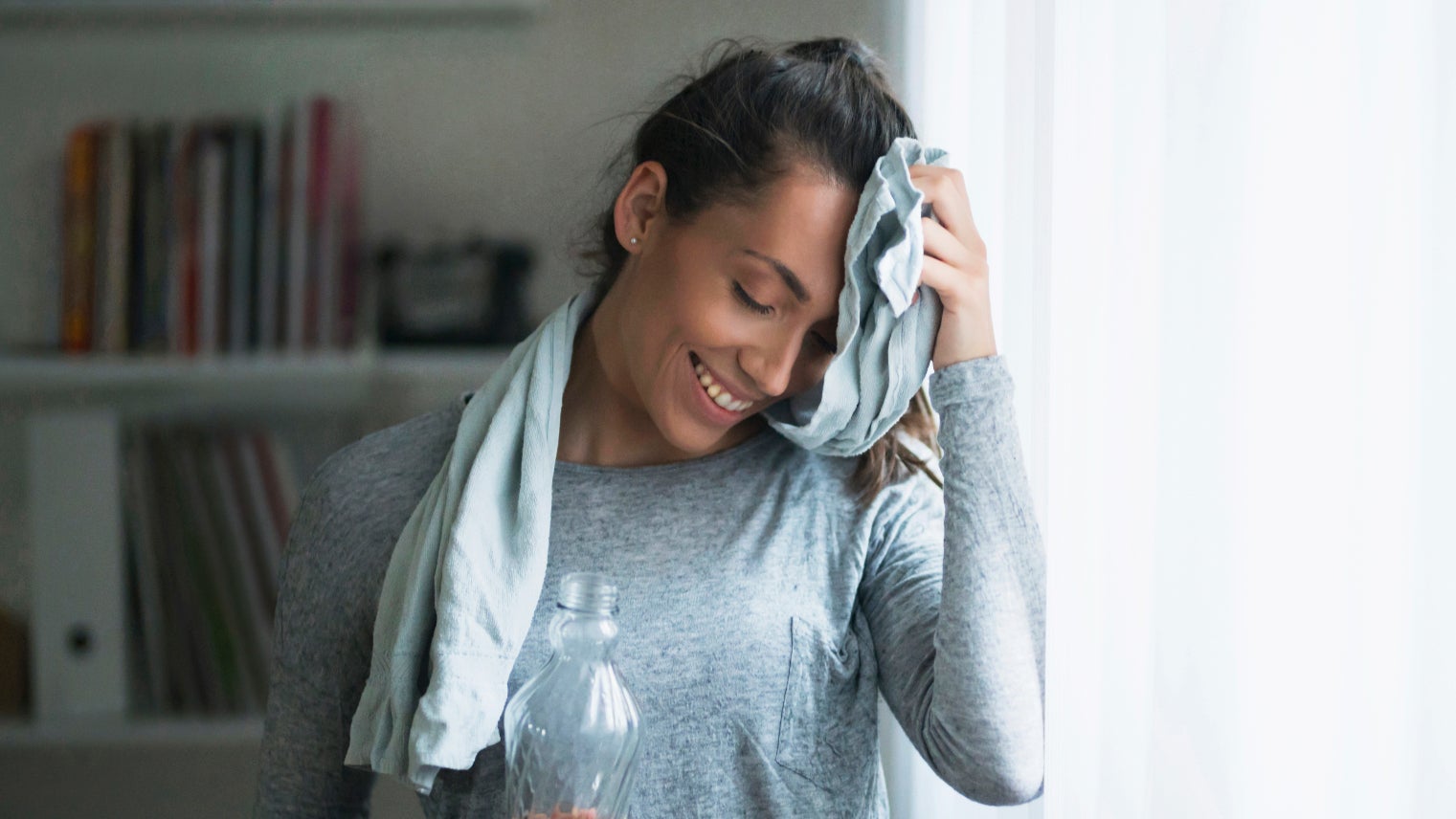 Wiping Face After Workout