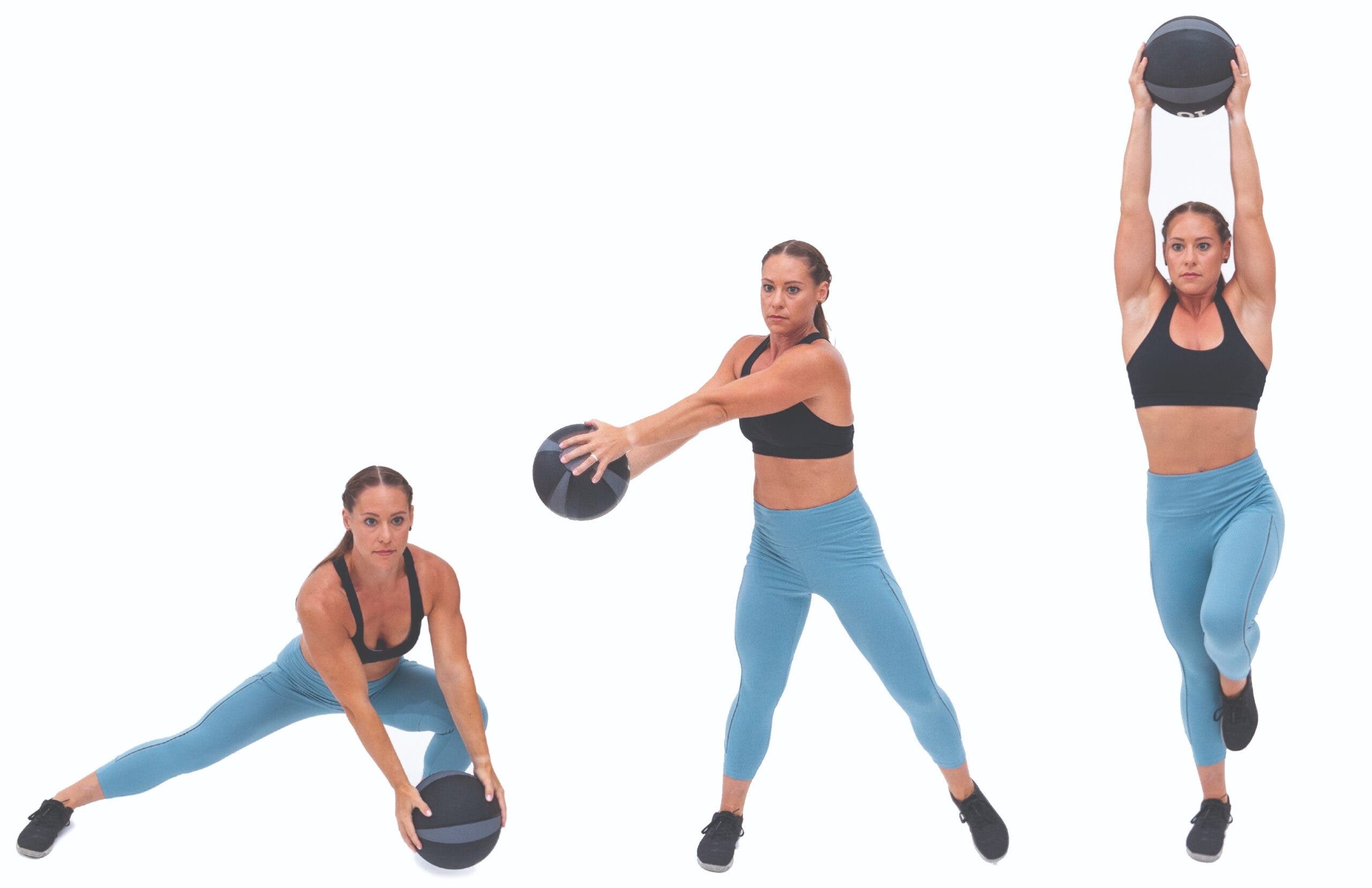 Side-Lunge Sweep to Stand with Medicine Ball