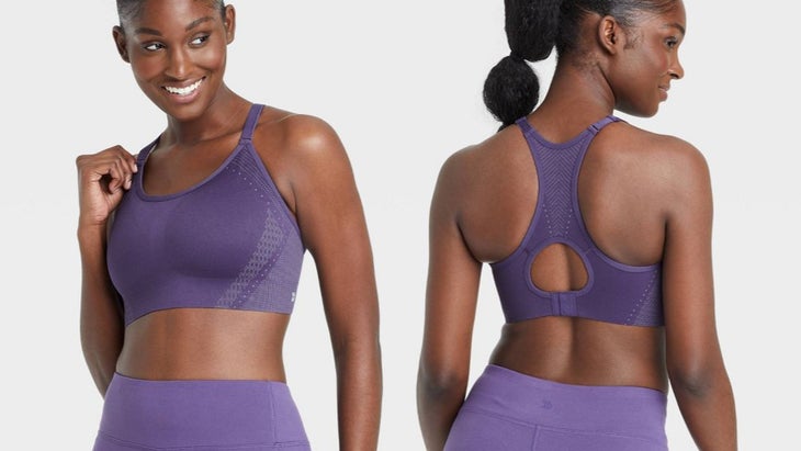 Gaiam Mia Women's Printed Low-Impact Sports Bra (Violet Adorned Print,  X-Small) at  Women's Clothing store